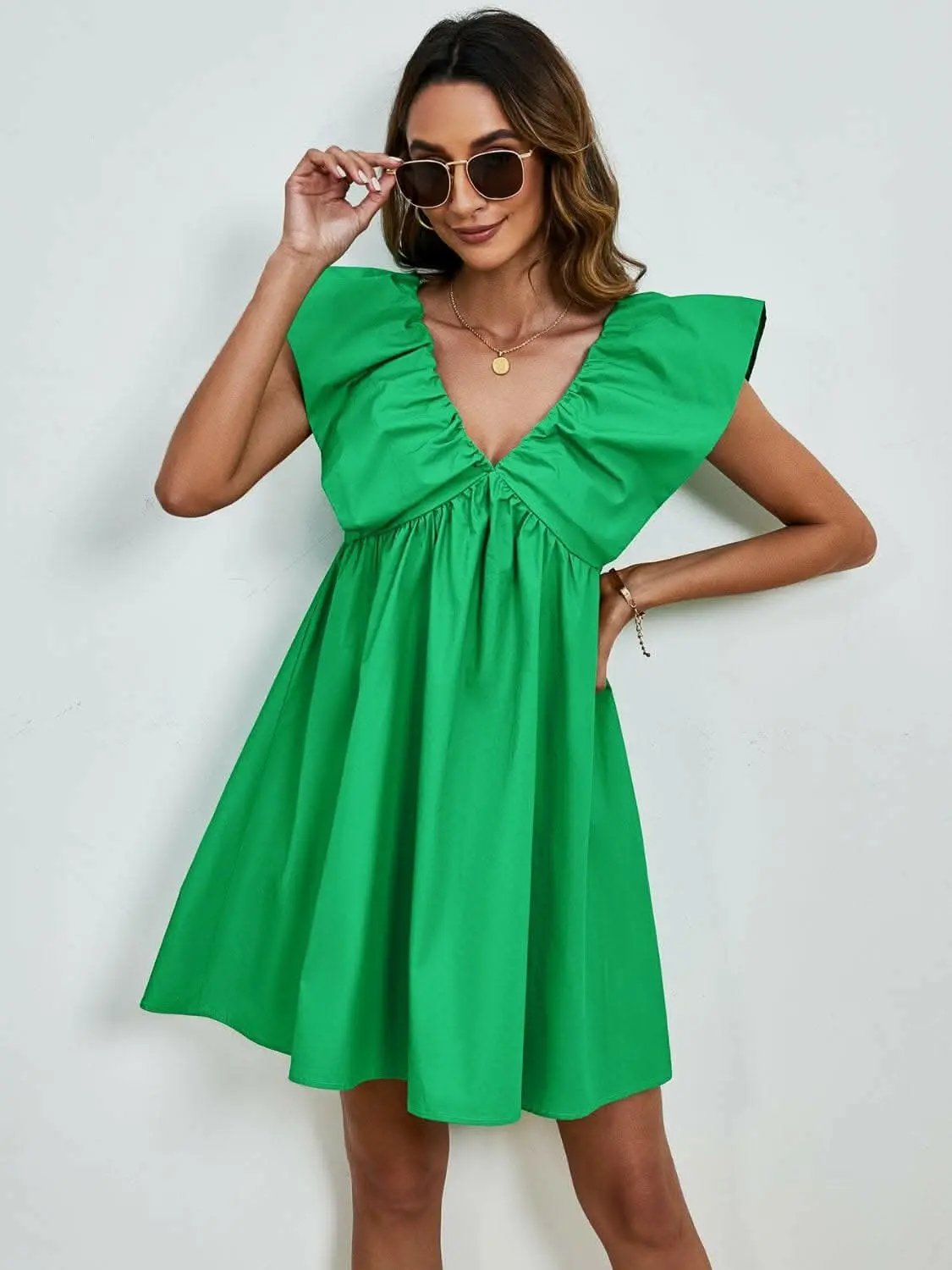 V-neck cap sleeve mini dress - Love Salve